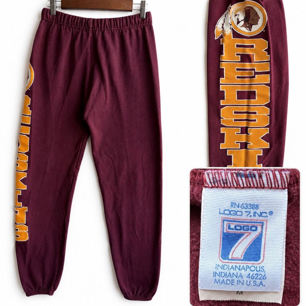 VTG Logo 7 90s Washington Redskins NFL Football Sweatpants Size Medium